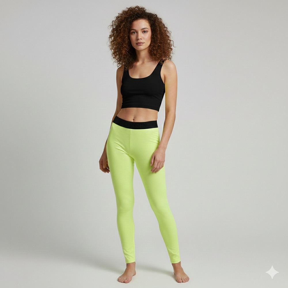 Givenchy Women Neon Yellow Logo Waistband Athletic Leggings Pants XS $380